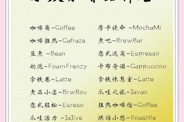 咖啡店名字-名字大全-姓名学-华易算命网姓名